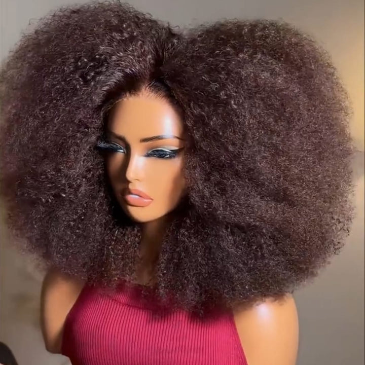 ailuxyhair-fr AILUXY Perruque afro Bouclée Brun Foncé, Harmonie de Boucles denses et volume XXL, Perruque Afro Haut de Gamme