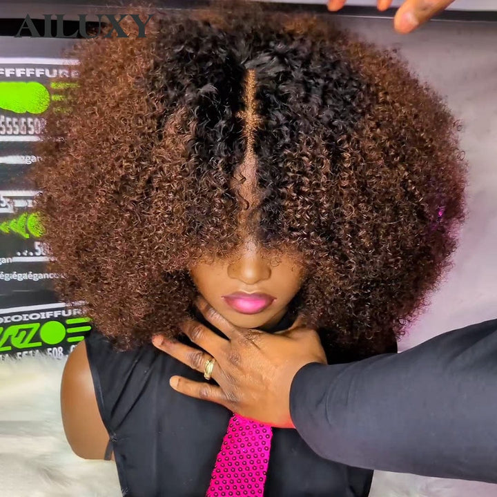 ailuxyhair-fr AILUXY Perruque afro Curly 300%dedensite 2x6 lace Design unique 100% Cheveux Humains