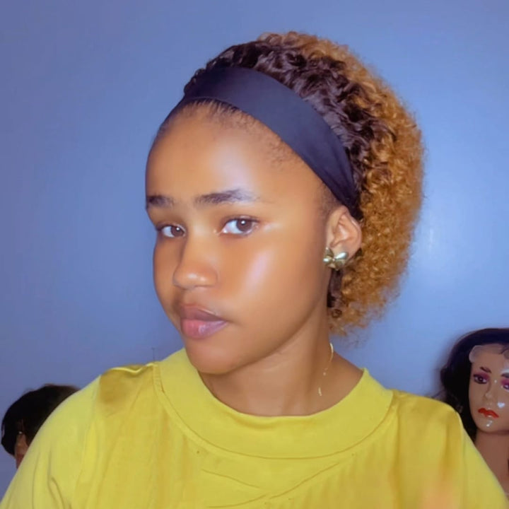 ailuxyhair-fr AILUXY Perruque Bandeau à Boucles Noir uni ou Mèches Caramel, Votre Nouveau Look Instantané