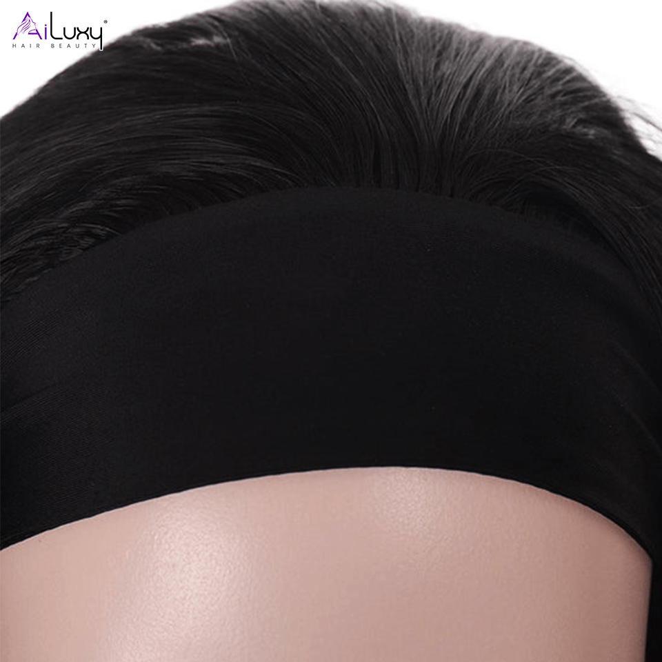 ailuxyhair-fr AILUXY Perruque Bandeau Body Wave Longue Noir Perruque 100% Cheveux Humains Densité 200%