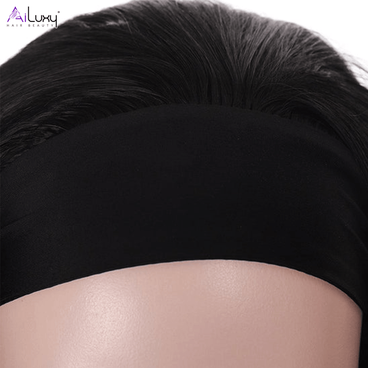 ailuxyhair-fr AILUXY Perruque Bandeau Body Wave Longue Noir Perruque 100% Cheveux Humains Densité 200%