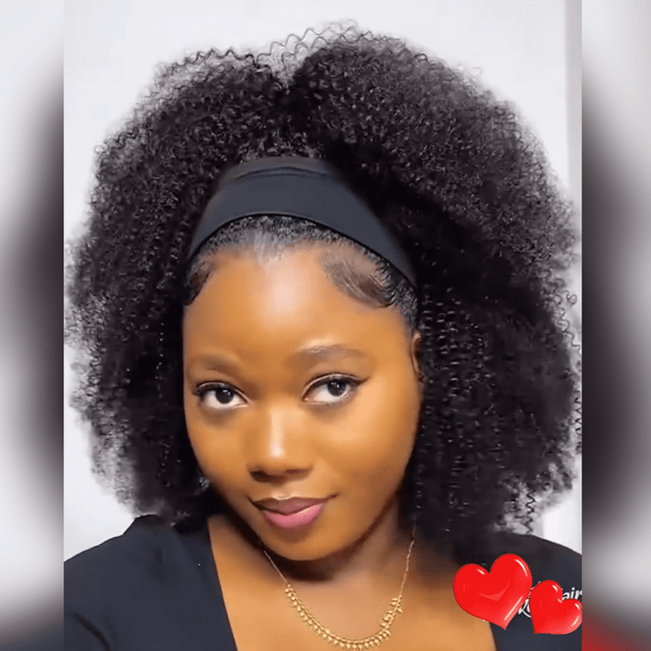 ailuxyhair-fr AILUXY Perruque Bandeau Bouclé Noir Bob Perruque 100% Cheveux Humains| Perruque Romantique