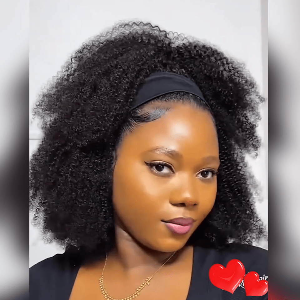 ailuxyhair-fr AILUXY Perruque Bandeau Bouclé Noir Bob Perruque 100% Cheveux Humains| Perruque Romantique