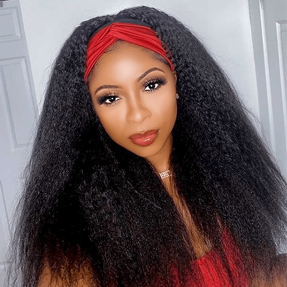 ailuxyhair-fr AILUXY Perruque bandeau Kinky lisse Longue Noir Perruque 100% Cheveux Humains