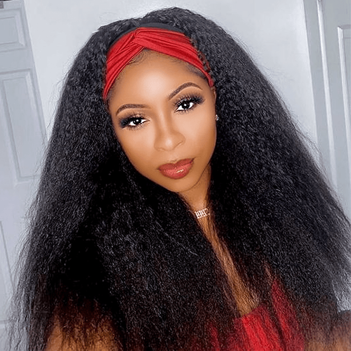 ailuxyhair-fr AILUXY Perruque bandeau Kinky lisse Longue Noir Perruque 100% Cheveux Humains