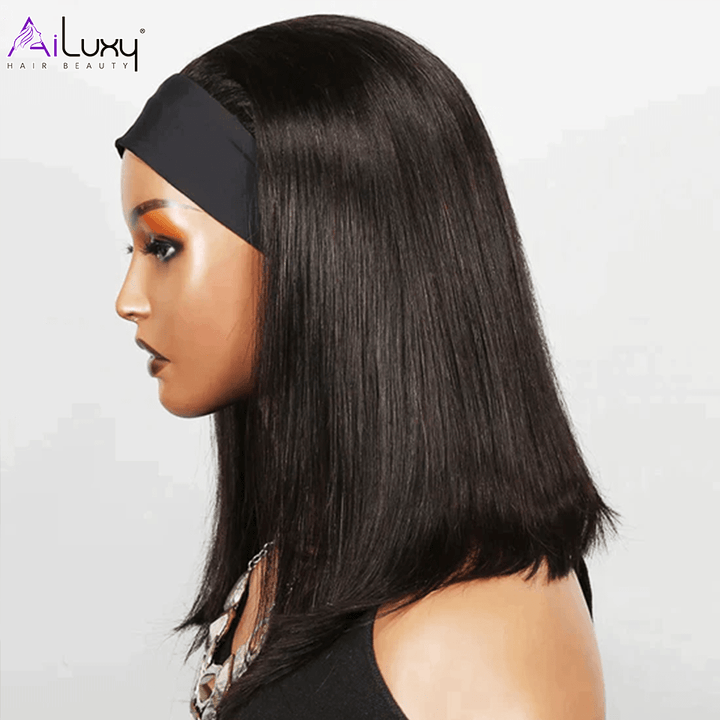 ailuxyhair-fr AILUXY Perruque Bandeau Lisse Longue Noir Perruque 100% Cheveux Humains Densité 200%