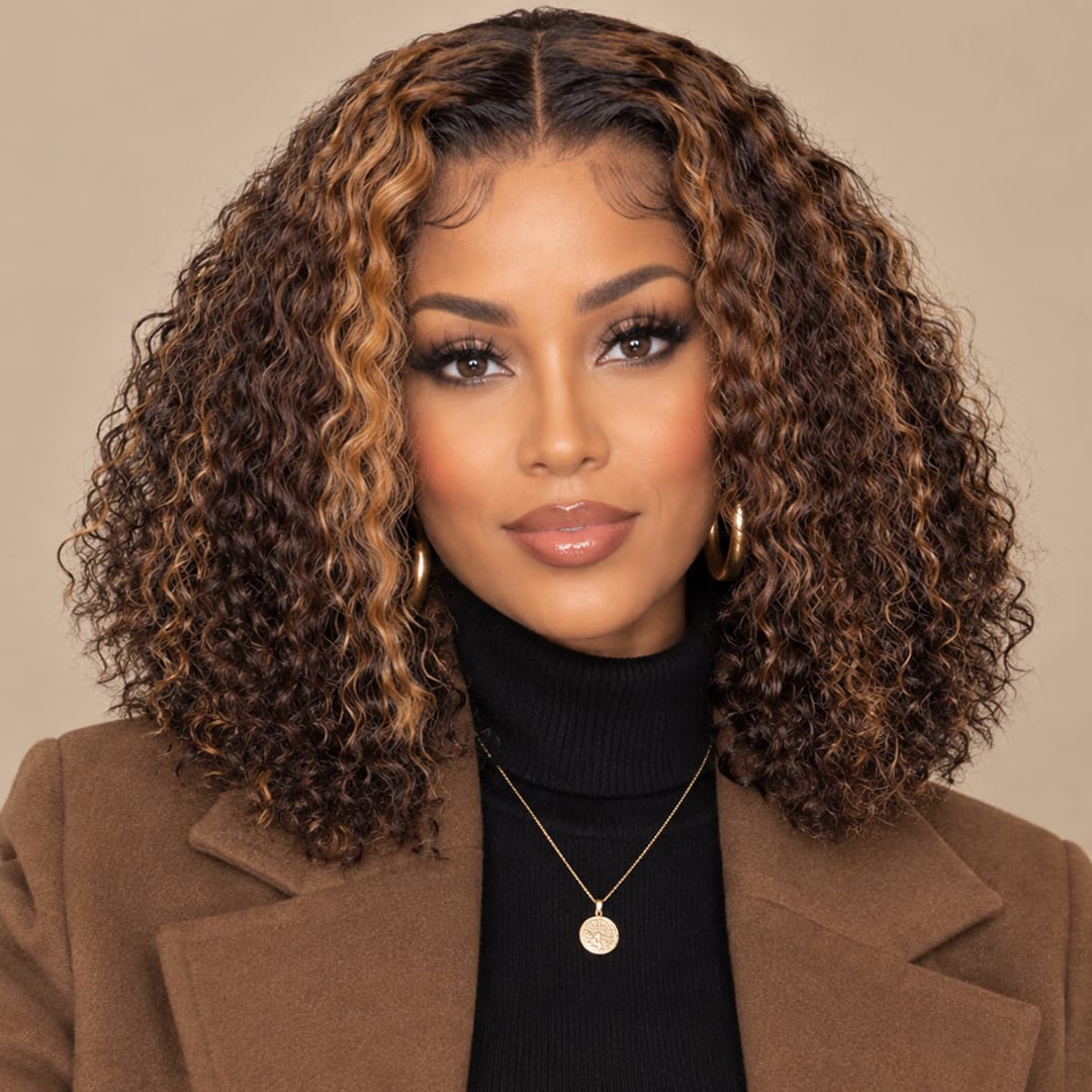 ailuxyhair-fr AILUXY Perruque Bob 4x4 en dentelle couleur brun miel #4/27 | Look naturel et élégant