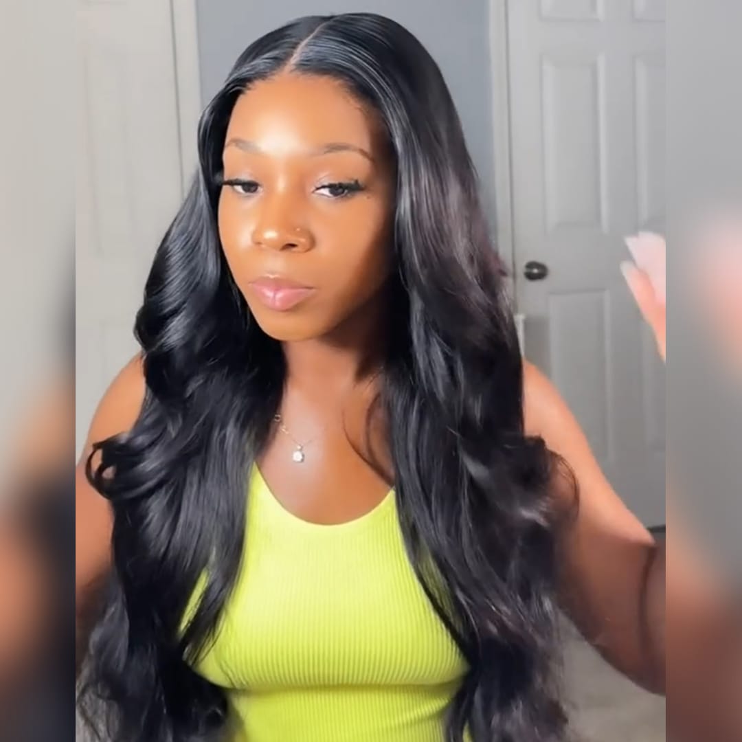 ailuxyhair-fr AILUXY Perruque Body Wave Noire Brillance Naturelle Lace Front 13x4 -  100% Cheveux  Humains