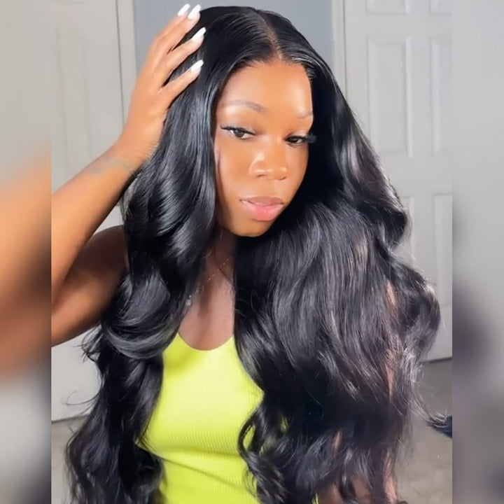 ailuxyhair-fr AILUXY Perruque Body Wave Noire Brillance Naturelle Lace Front 13x4 -  100% Cheveux  Humains