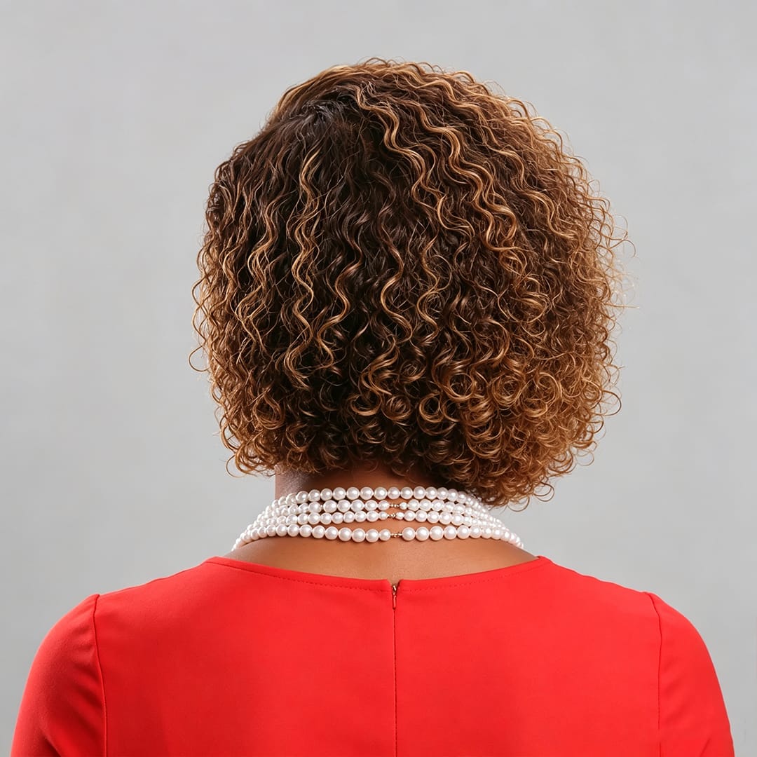 ailuxyhair-fr AILUXY Perruque Bouclée Courte Couleur Ombrée, Look Afro Chic Pour Femme
