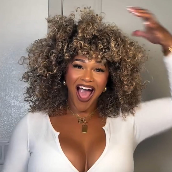ailuxyhair-fr AILUXY Perruque Cheveux Bouclés Volume Blond Mêlé | Boucles Naturelles & Ultra‑Volumineuses