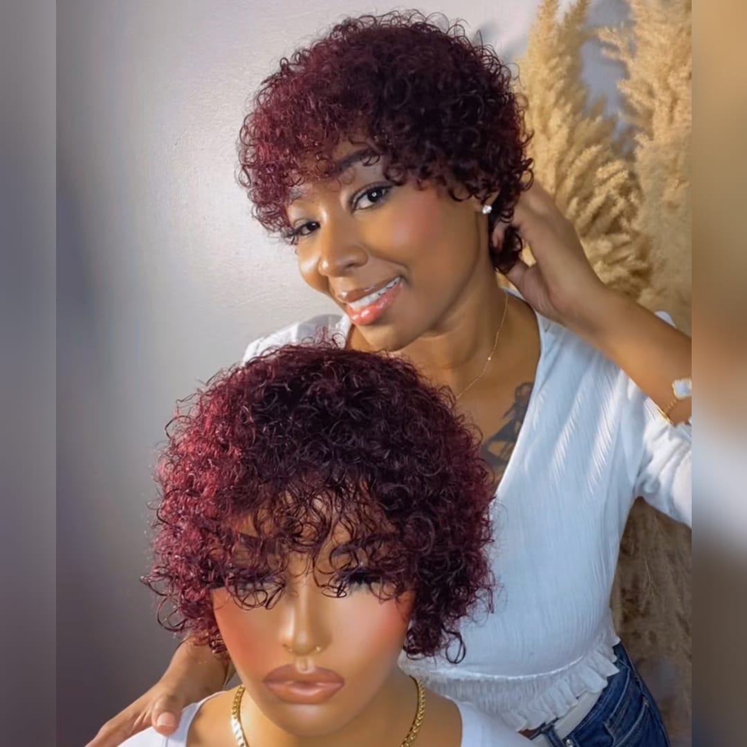 ailuxyhair-fr AILUXY Perruque Cheveux Crépus Bordeaux, Style Chic et Facile à Porter