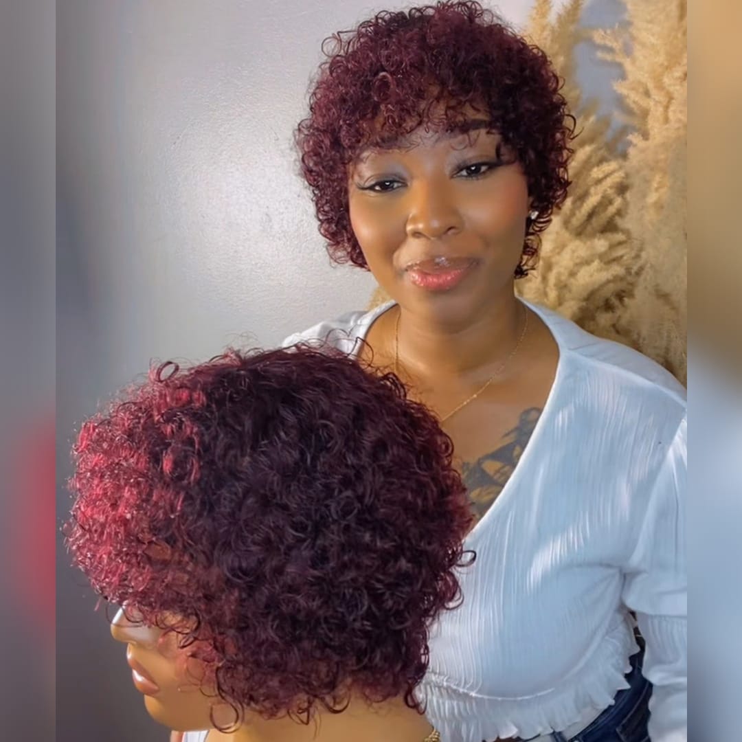 ailuxyhair-fr AILUXY Perruque Cheveux Crépus Bordeaux, Style Chic et Facile à Porter