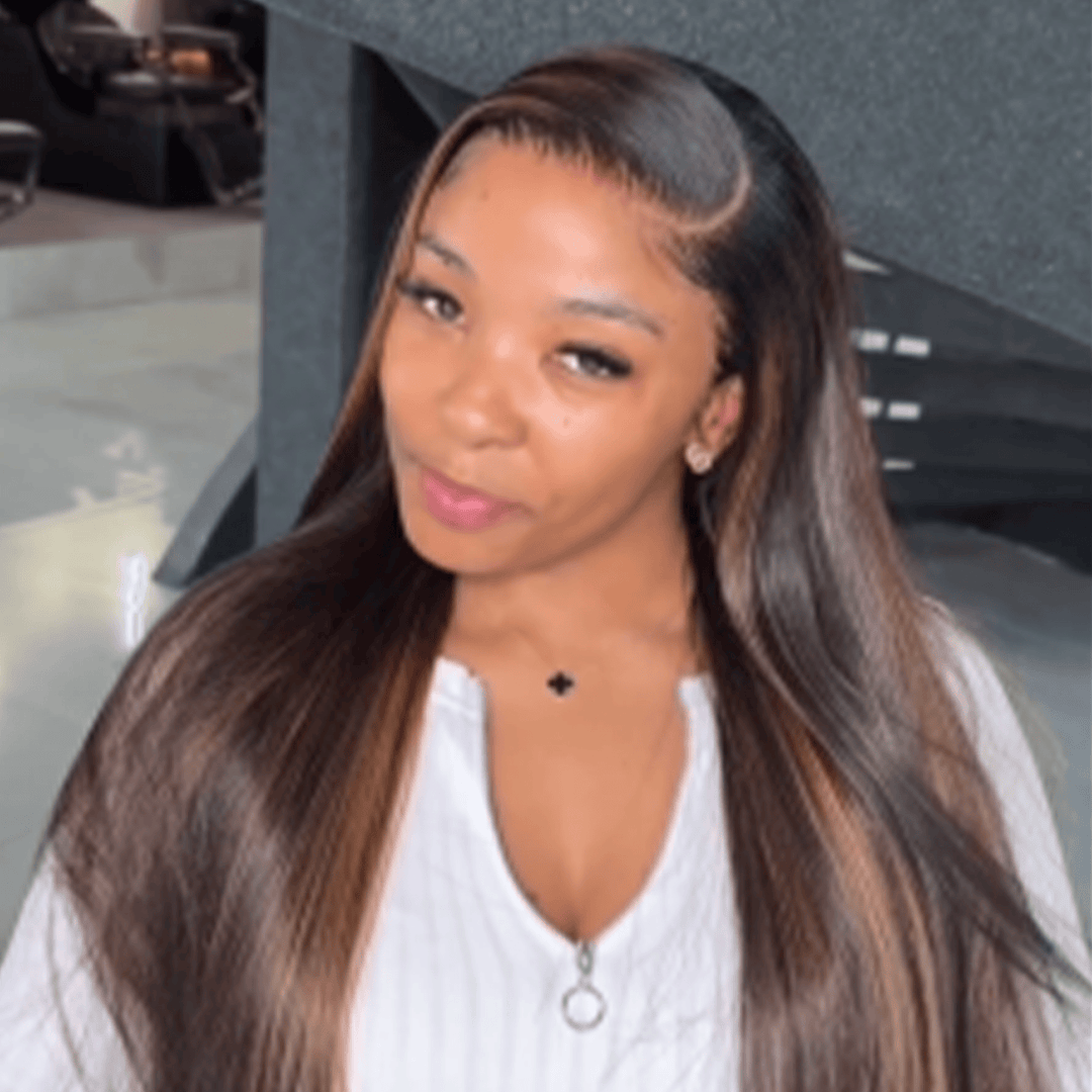 ailuxyhair-fr AILUXY Perruque Cheveux Lisses Longues Mèches Clair, Lace Front Naturelle