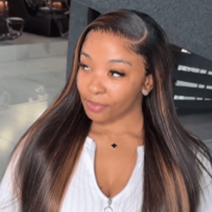 ailuxyhair-fr AILUXY Perruque Cheveux Lisses Longues Mèches Clair, Lace Front Naturelle
