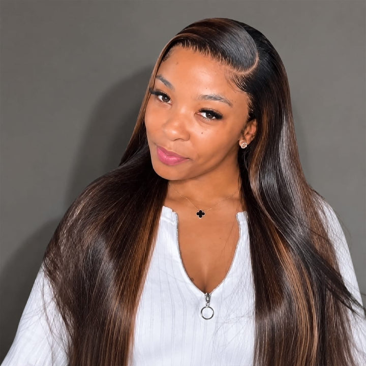 ailuxyhair-fr AILUXY Perruque Cheveux Lisses Longues Mèches Clair, Lace Front Naturelle