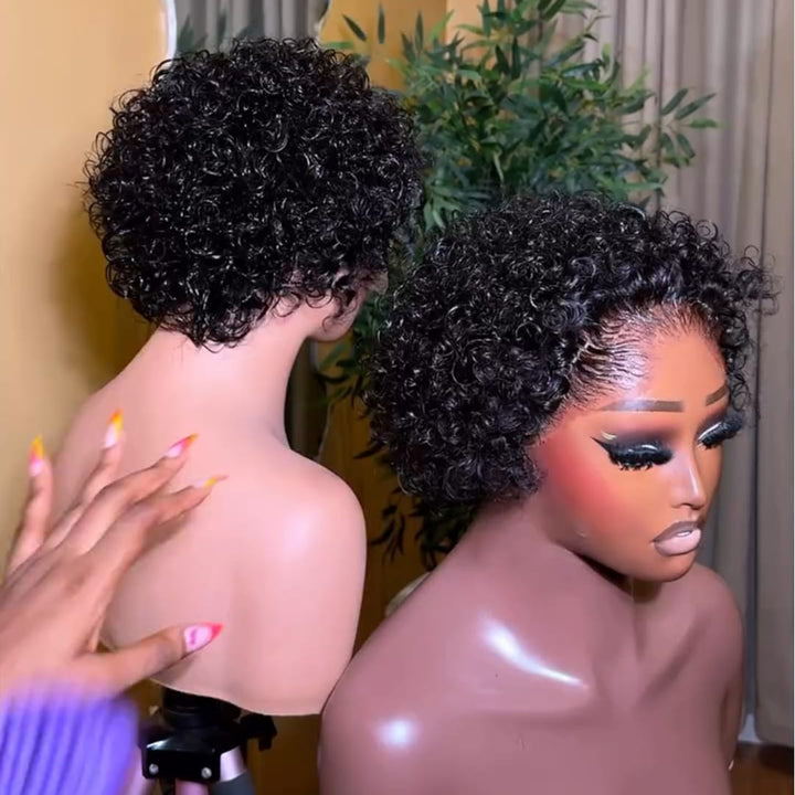 ailuxyhair-fr AILUXY Perruque Courte à Petites Boucles Afro ,Avec 13x4 Lace Front Invisible, Style Rétro et Dynamique, Très Facile à Installer, Idéale pour un Look Authentique