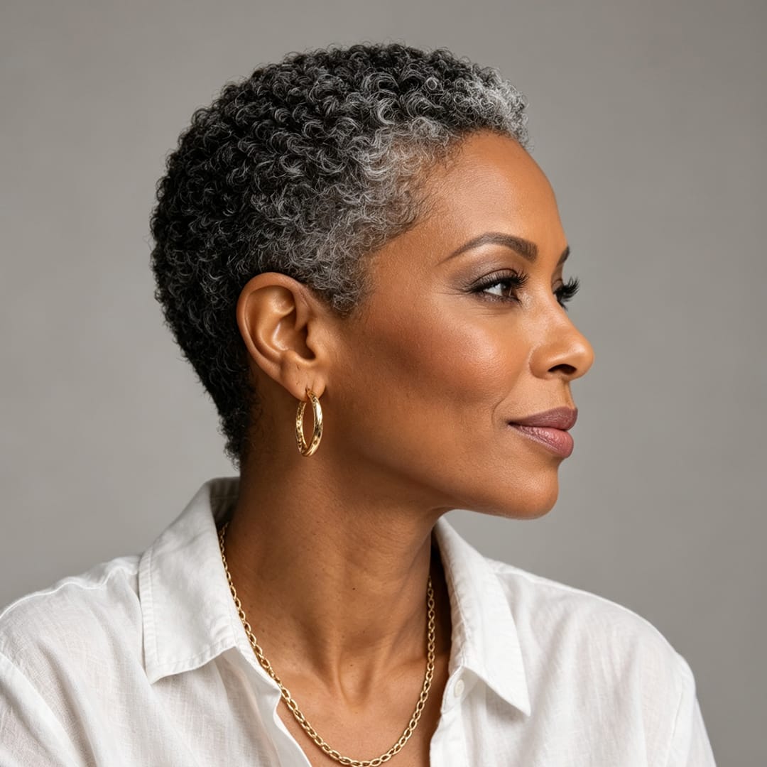 ailuxyhair-fr Ailuxy Perruque courte bouclette afro deux versions : sel et poivre gris naturel / noir uni, cheveux humains coupe pixie ultra confortable