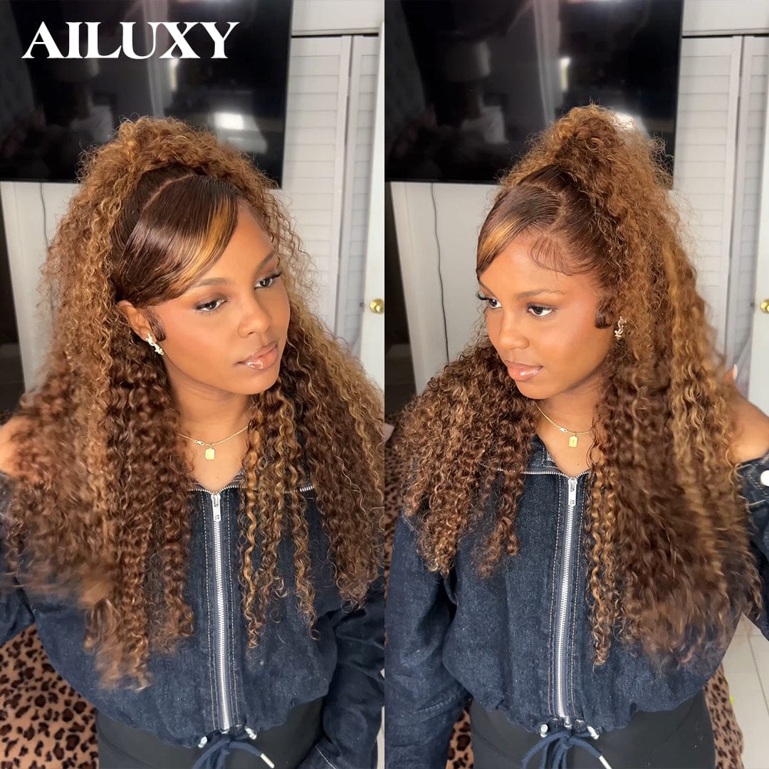 ailuxyhair-fr AILUXY Perruque Curly Lace Front 13x4 Frontal – Cheveux 100% Naturels pour un Look Glamour Chignon