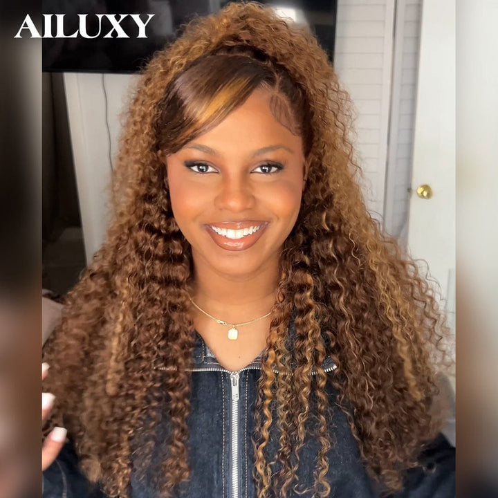 ailuxyhair-fr AILUXY Perruque Curly Lace Front 13x4 Frontal – Cheveux 100% Naturels pour un Look Glamour Chignon