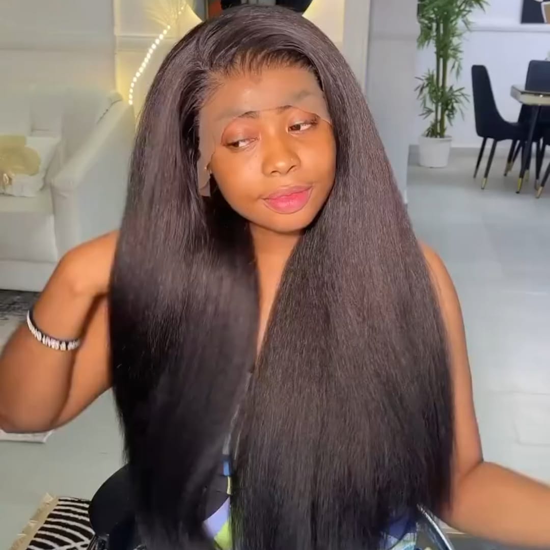 ailuxyhair-fr AILUXY Perruque Droite Afro - Lace HD Pré-tirée, 100% Cheveux Humains