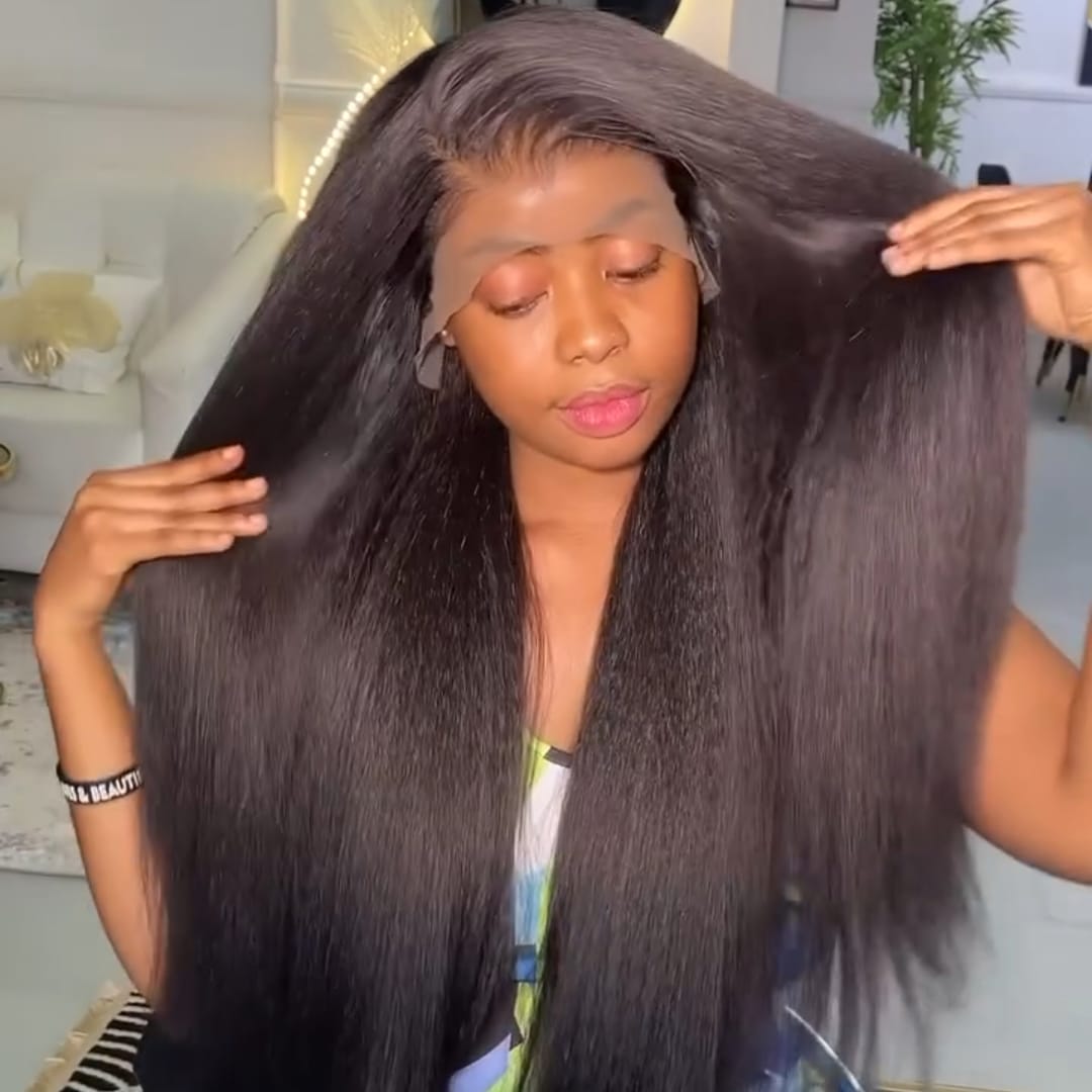 ailuxyhair-fr AILUXY Perruque Droite Afro - Lace HD Pré-tirée, 100% Cheveux Humains