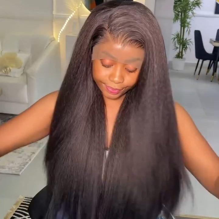 ailuxyhair-fr AILUXY Perruque Droite Afro - Lace HD Pré-tirée, 100% Cheveux Humains