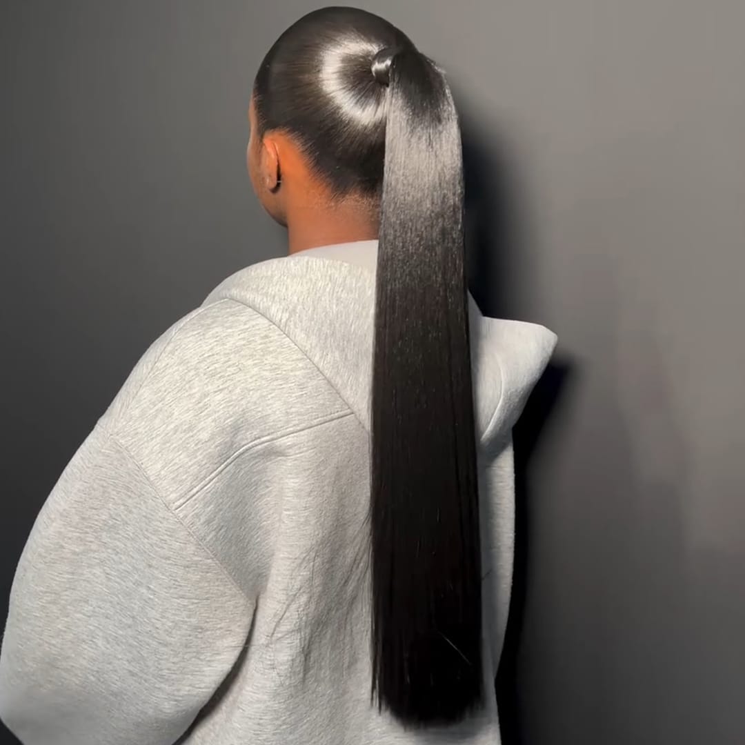 ailuxyhair-fr AILUXY Perruque Extension cheveux humains Ponytail Lisse Noire à Texture Soie Et Brillant Lumineux