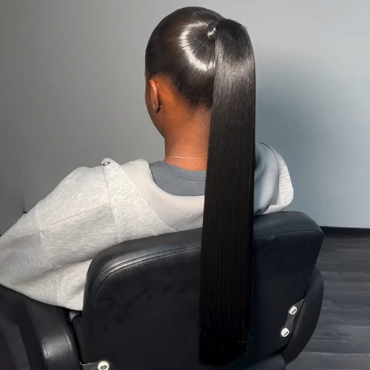 ailuxyhair-fr AILUXY Perruque Extension cheveux humains Ponytail Lisse Noire à Texture Soie Et Brillant Lumineux