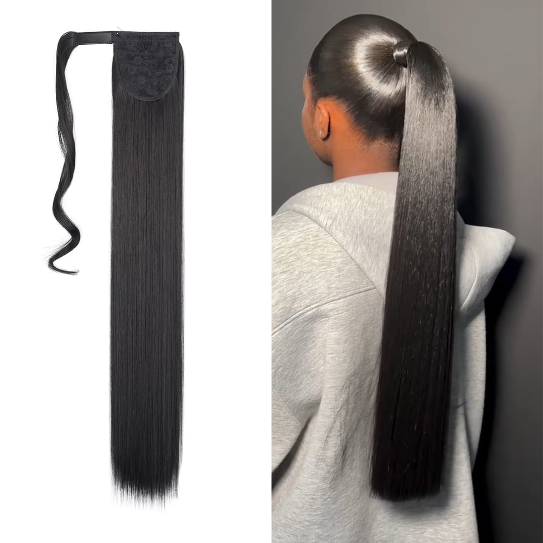 ailuxyhair-fr AILUXY Perruque Extension cheveux humains Ponytail Lisse Noire à Texture Soie Et Brillant Lumineux