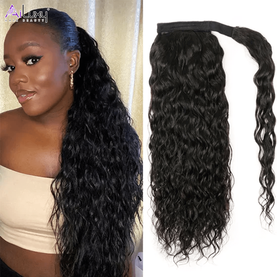 ailuxyhair-fr AILUXY Perruque Extension Water Wave cheveux humains Ponytail Queues cheval hautes