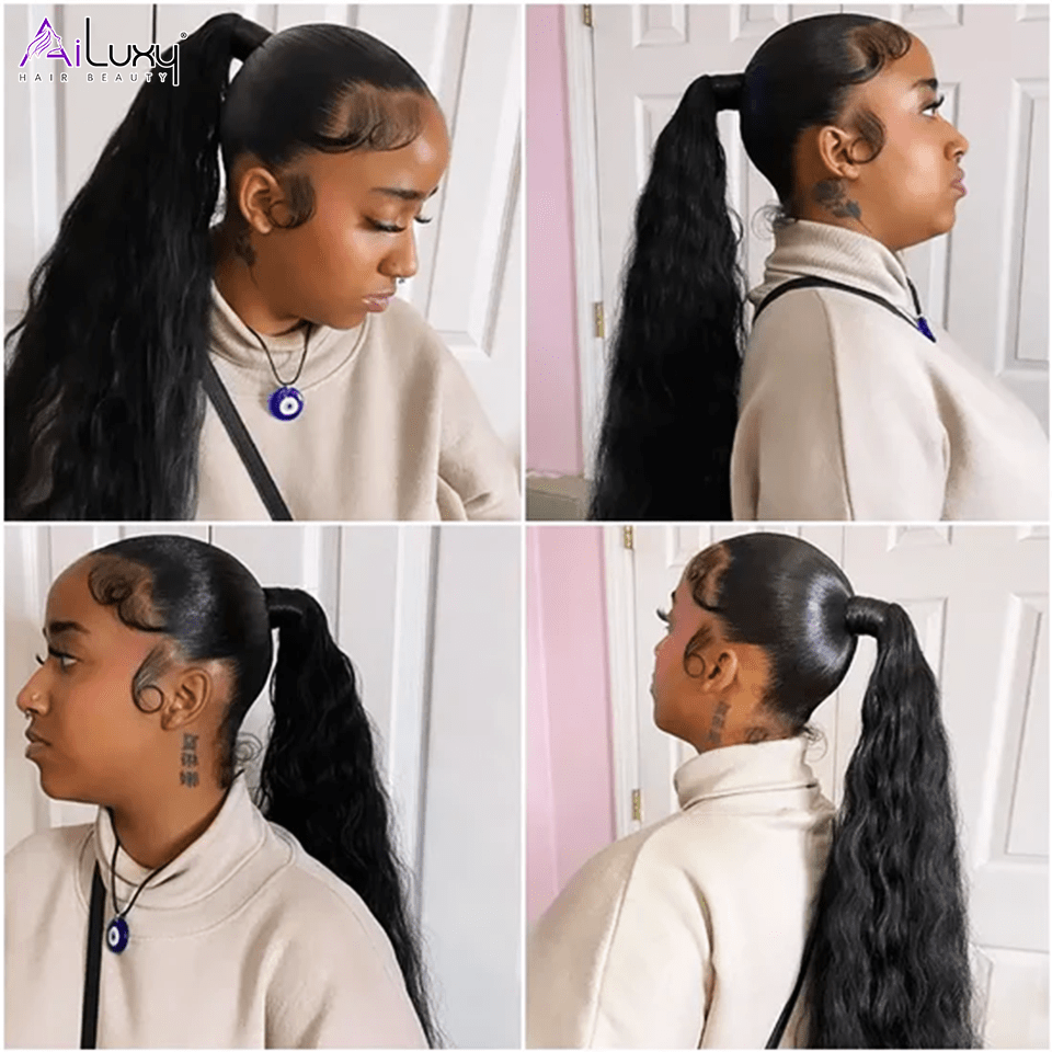 ailuxyhair-fr AILUXY Perruque Extension Water Wave cheveux humains Ponytail Queues cheval hautes