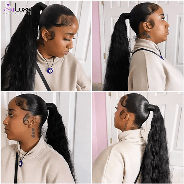 ailuxyhair-fr AILUXY Perruque Extension Water Wave cheveux humains Ponytail Queues cheval hautes