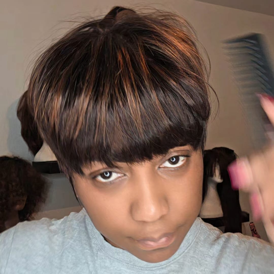 ailuxyhair-fr AILUXY Perruque Full Lace Cheveux Humains Naturels, Style Pixie Ombré, Dentelle Française Douce, Idéale pour Usage Quotidien