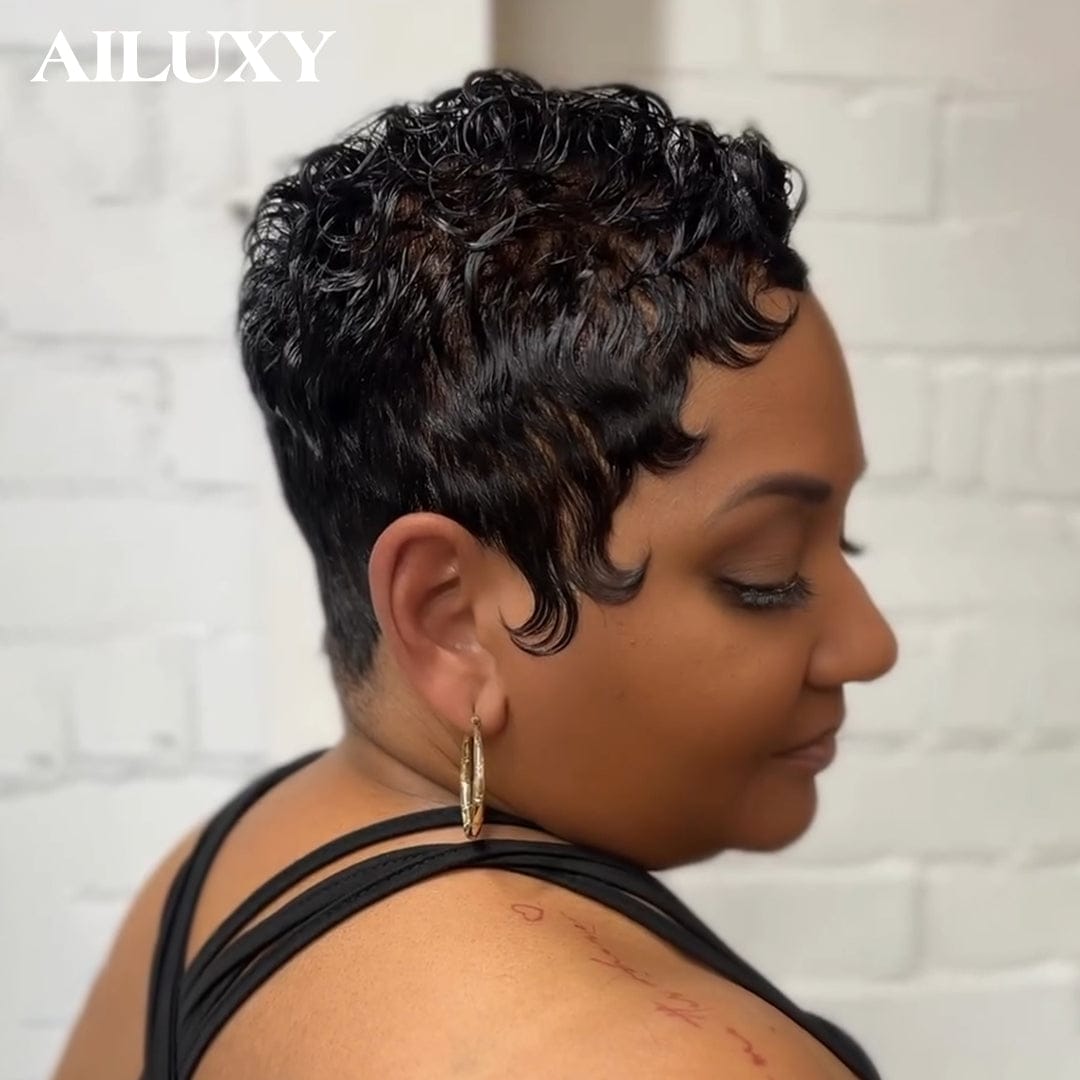 ailuxyhair-fr AILUXY Perruque full lace Pixie Couleur Naturelle 100% Cheveux Humains Naturels, Identique à l'image 2.0