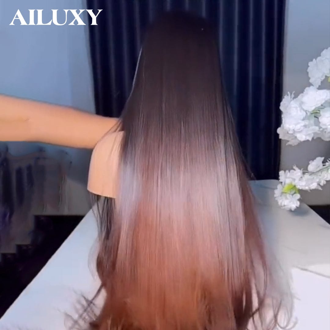 ailuxyhair-fr AILUXY Perruque Humaine 13x4 Lace Front Longue et Lisse – Couleur Châtain Dégradé Authentique