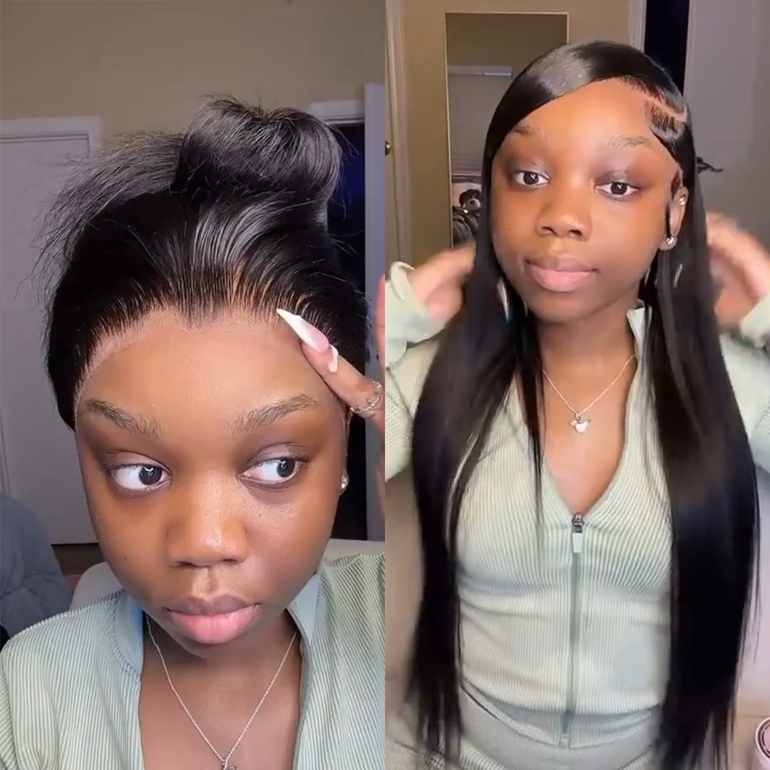 ailuxyhair-fr AILUXY Perruque Lace Front Lisse 13x4 - Cheveux Humains Noirs Naturels