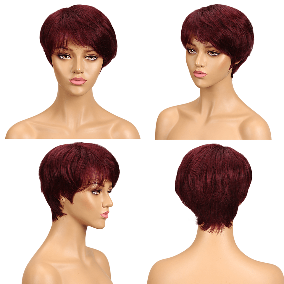 ailuxyhair-fr AILUXY Perruque Lisse 99J# avec design de coiffure machine sans colle 100% Cheveux Humains