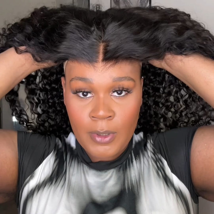 ailuxyhair-fr AILUXY Perruque Longue à Texture Frisée Profonde Brillance Satinée 13x4 Lace Frontal 200% densité Vrais 100% Cheveux Humains