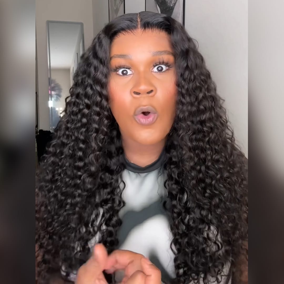 ailuxyhair-fr AILUXY Perruque Longue à Texture Frisée Profonde Brillance Satinée 13x4 Lace Frontal 200% densité Vrais 100% Cheveux Humains