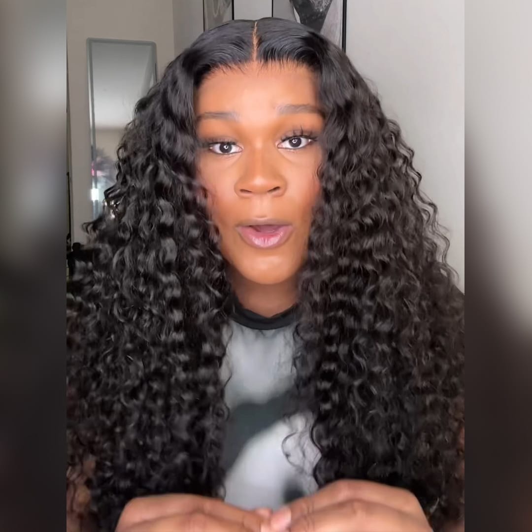 ailuxyhair-fr AILUXY Perruque Longue à Texture Frisée Profonde Brillance Satinée 13x4 Lace Frontal 200% densité Vrais 100% Cheveux Humains