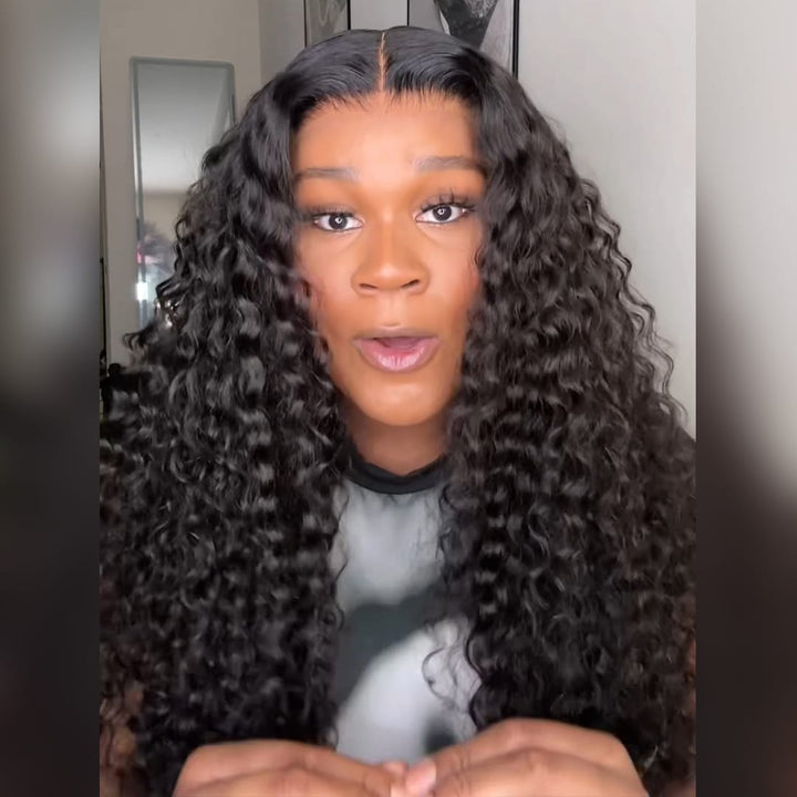 ailuxyhair-fr AILUXY Perruque Longue à Texture Frisée Profonde Brillance Satinée 13x4 Lace Frontal 200% densité Vrais 100% Cheveux Humains