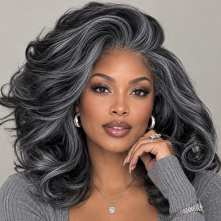 ailuxyhair-fr AILUXY Perruque Perruque  lace frontal personnalisée avancée poivre et sel gris‑noir Identique à l’image