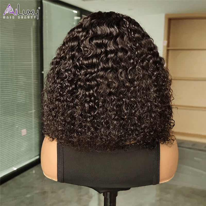 ailuxyhair-fr AILUXY Perruque Sans Colle 13x4 Lace Closure Perruque BOB Curly 200% densité 100% Cheveux humains comme sur la vidéo 2 - 3 jours reçus+Un beau cadeau