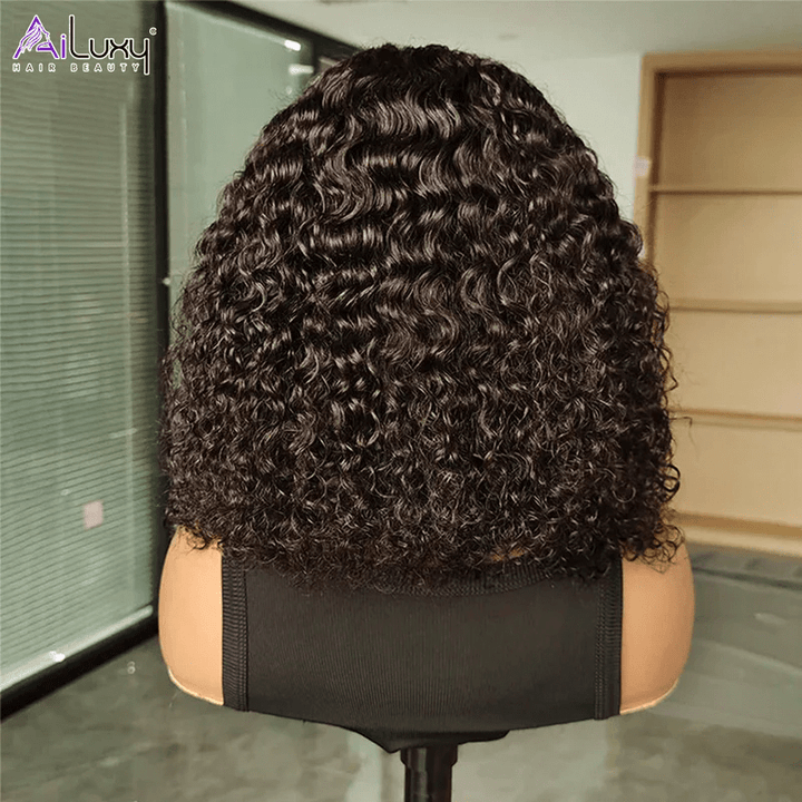 ailuxyhair-fr AILUXY Perruque Sans Colle 13x4 Lace Closure Perruque BOB Curly 200% densité 100% Cheveux humains comme sur la vidéo 2 - 3 jours reçus+Un beau cadeau