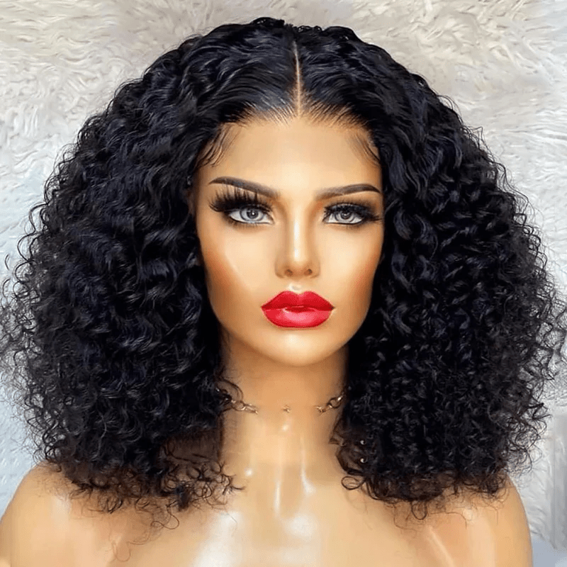 ailuxyhair-fr AILUXY Perruque Sans Colle 13x4 Lace Closure Perruque BOB Curly 200% densité 100% Cheveux humains comme sur la vidéo 2 - 3 jours reçus+Un beau cadeau