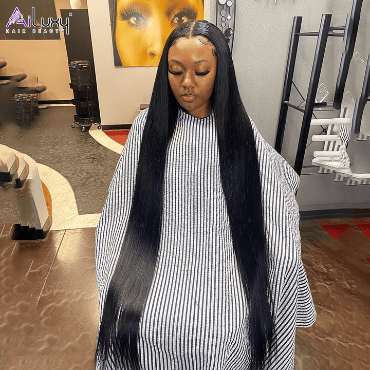 ailuxyhair-fr AILUXY Perruque Sans Colle 200%Densité 4X4 Lace Frontal Lisse Perruque  200% densité Vrais Cheveux Humains
