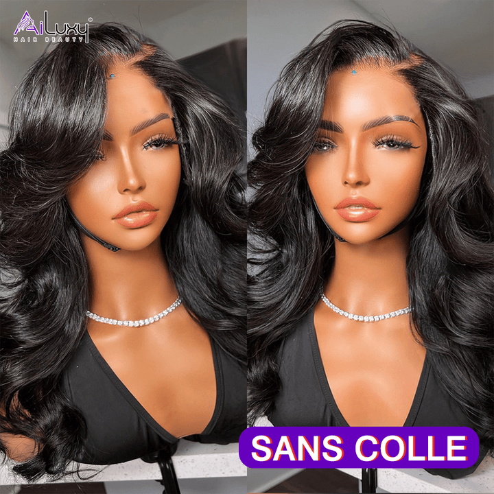 ailuxyhair-fr AILUXY Perruque Sans Colle 4x4 Lace Closure Perruque BOB Body Wavy 200% densité 100% Cheveux humains perruque naturelle invisible