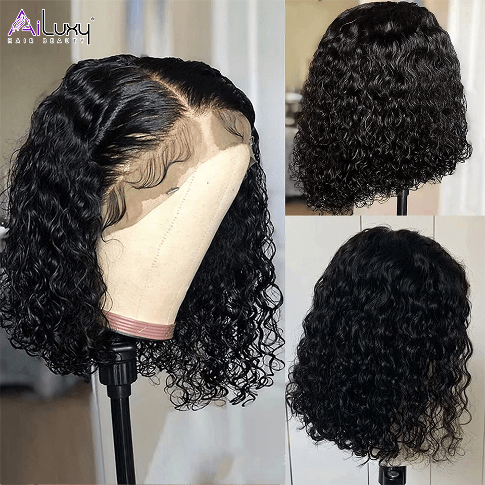 ailuxyhair-fr AILUXY Perruque Sans Colle 4x4 Lace Closure Perruque BOB Curly 200% densité 100% Cheveux humains