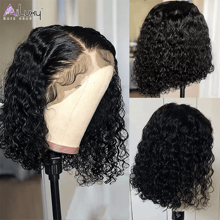 ailuxyhair-fr AILUXY Perruque Sans Colle 4x4 Lace Closure Perruque BOB Curly 200% densité 100% Cheveux humains